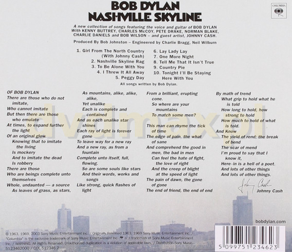 DYLAN BOB - NASHVILLE SKYLINE - Slika 2
