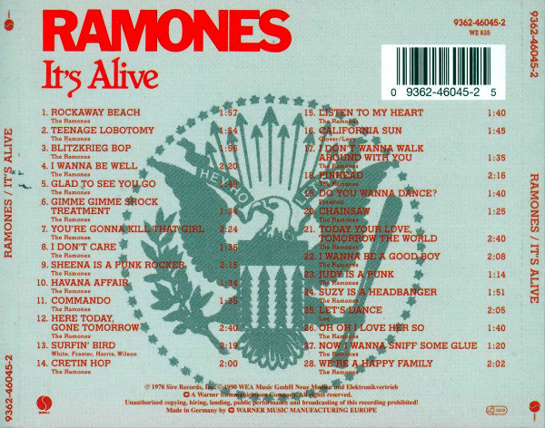 RAMONES – IT’S ALIVE CD