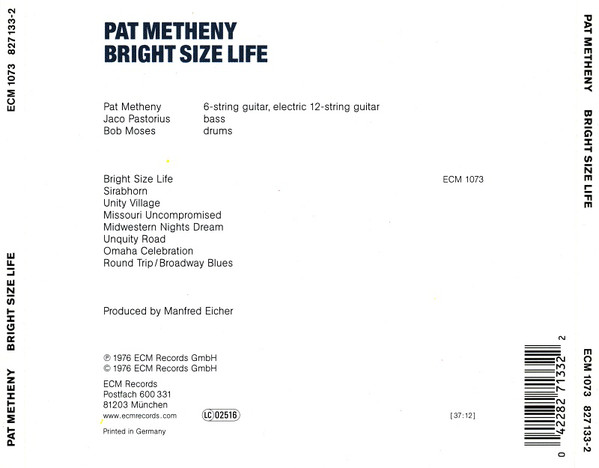 METHENY PAT - BRIGHT SIZE LIFE CD - Slika 2