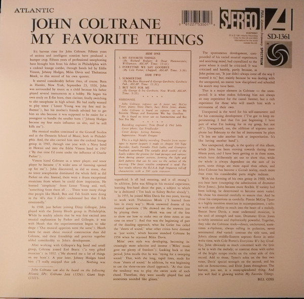 COLTRANE JOHN - MY FAVORITE THINGS LP - Slika 2