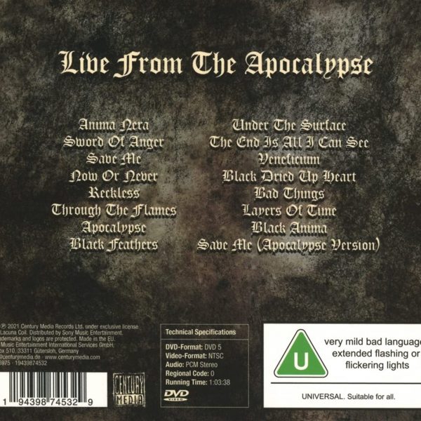 LACUNA COIL – LIVE FROM THE APOCALYPSE CDVD