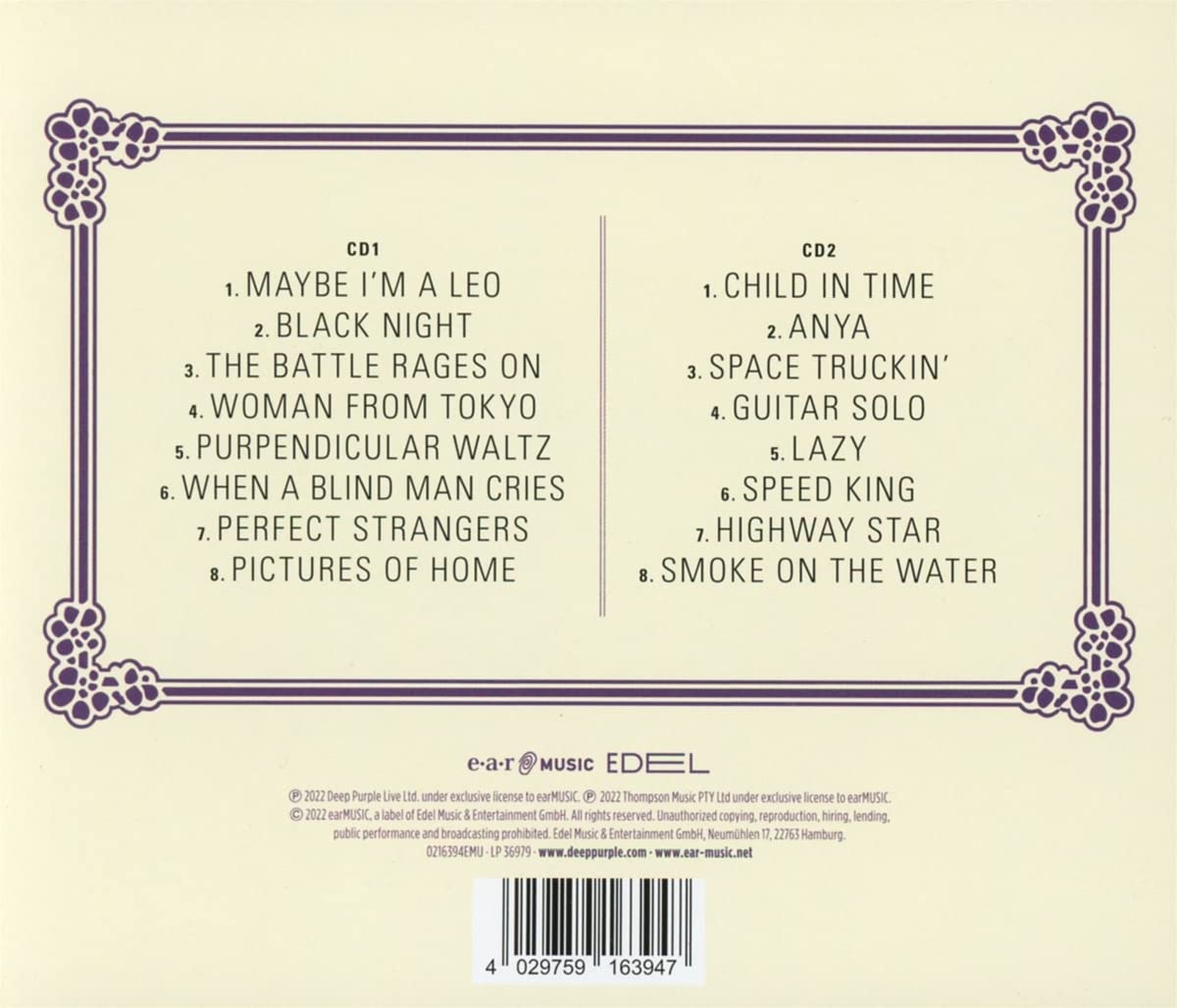 DEEP PURPLE - BOMBAY CALLING LIVE IN 1995 CD2 - Slika 2