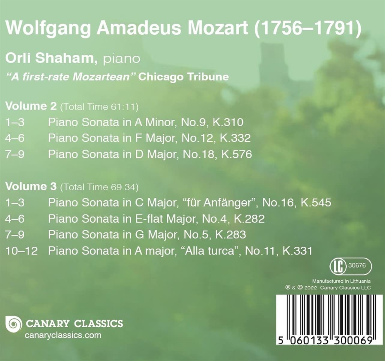 MOZART/SHAHAM - COMPLETE PIANO SONATAS VOL.2 & 3 CD2 - Slika 2