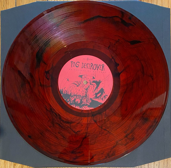 PIG DESTROYER - 38 COUNTS OF BATTERY red with black marble vinyl LP - Slika 2