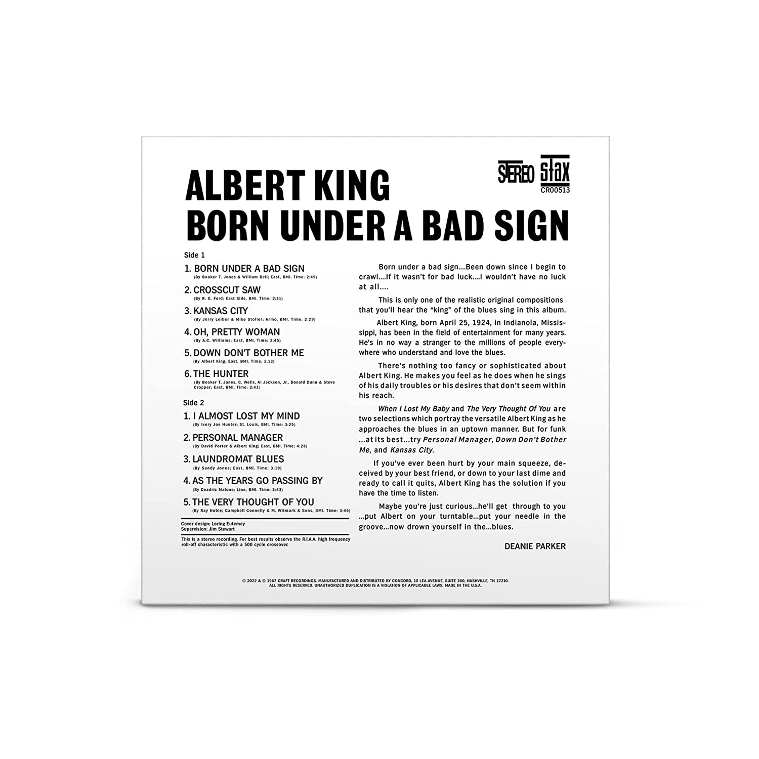 KING ALBERT - BORN UNDER A BAD SIGN LP - Slika 2