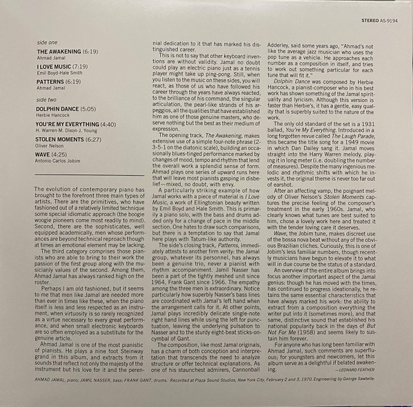 JAMAL AHMAD TRIO - AWAKENING LP - Slika 2