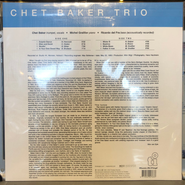 BAKER CHET - MR.B ltd red vinyl LP - Slika 2
