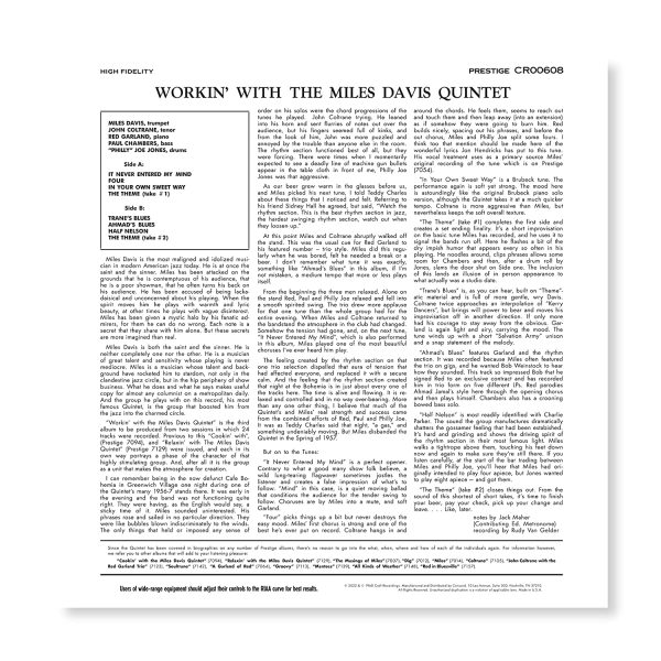 DAVIS MILES – WORKIN’ WITH MILES DAVIS QUINTET LP