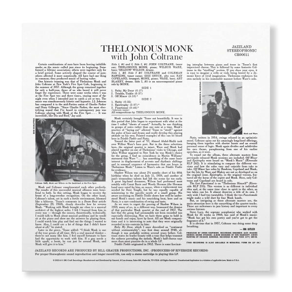 MONK THELONIUS – THELONIUS MONK WITH JOHN COLTRANE LP