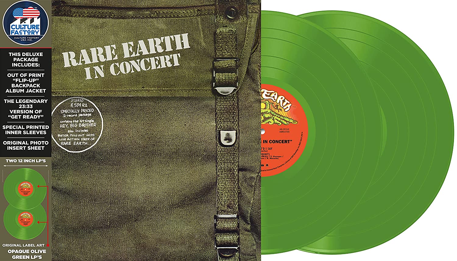 RARE EARTH - IN CONCERT opaque olive green vinyl LP2