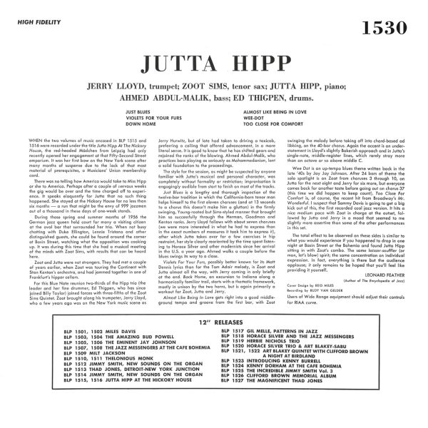 HIPP JUTTA – WITH ZOOT SIMS ltd  LP