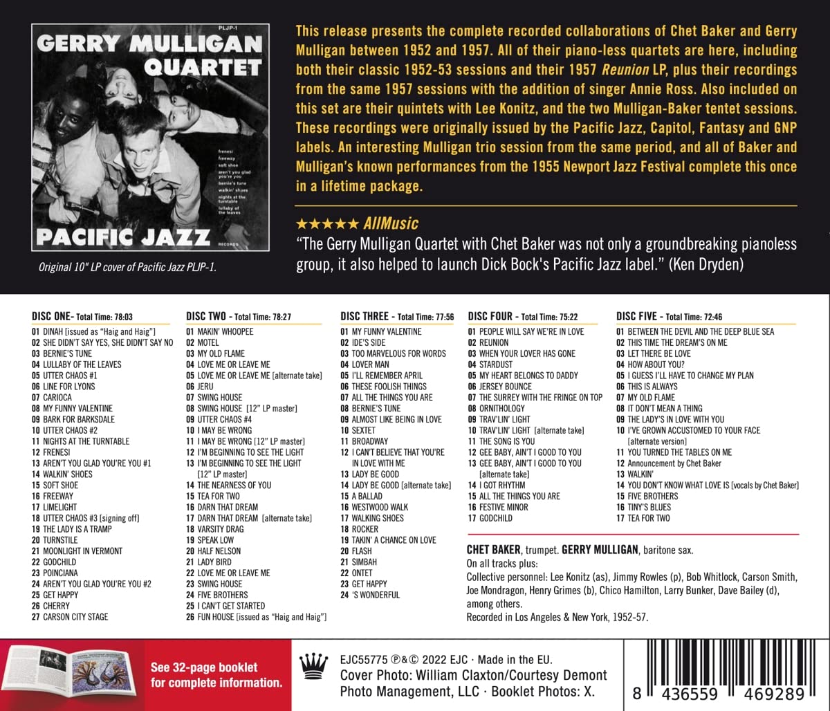 BAKER CHET & MULLIGAN GERRY - COMPLET RECORDINGS 1952-1957 CD5 - Slika 2