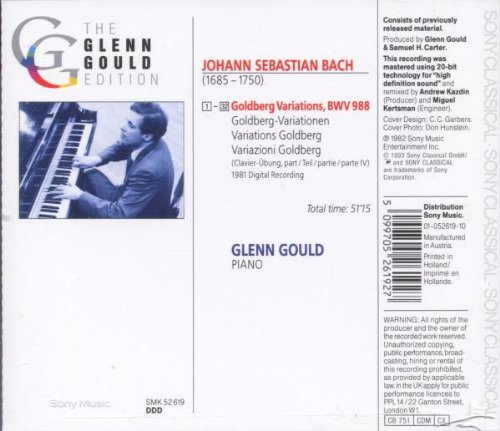 GOULD GLENN - BACH GOLDBERG VARIATIONS BMW 988 CD - Slika 2