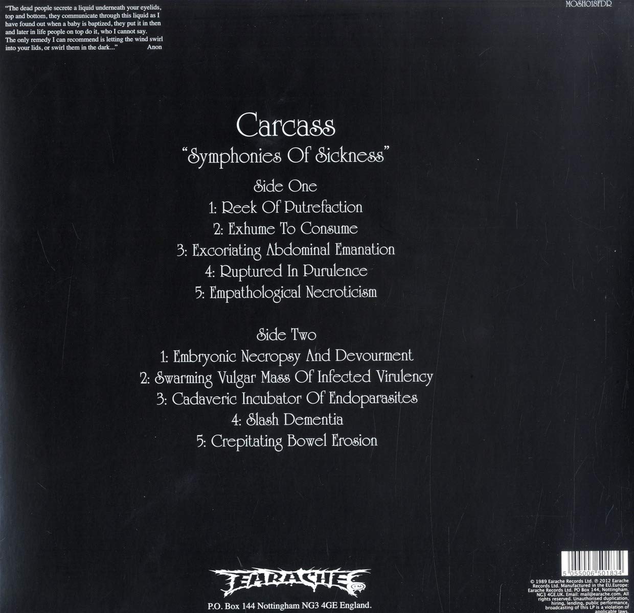 CARCASSS - SYMPHONY OF SICKNESS LP - Slika 2