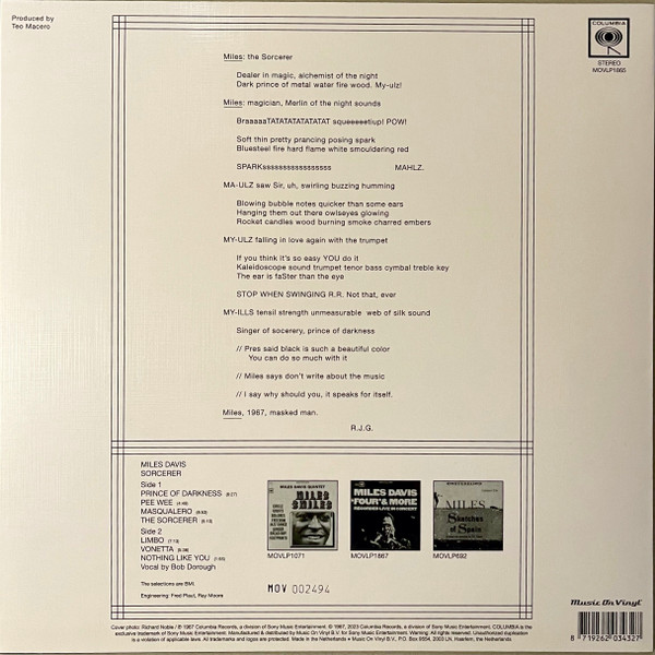 DAVIS MILES - SORCERER ltd crystal clear vinyl LP - Slika 2