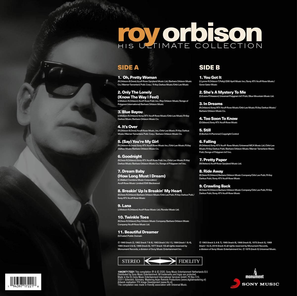 ORBISON ROY - HIS ULTIMATE COLLECTION LP - Slika 2