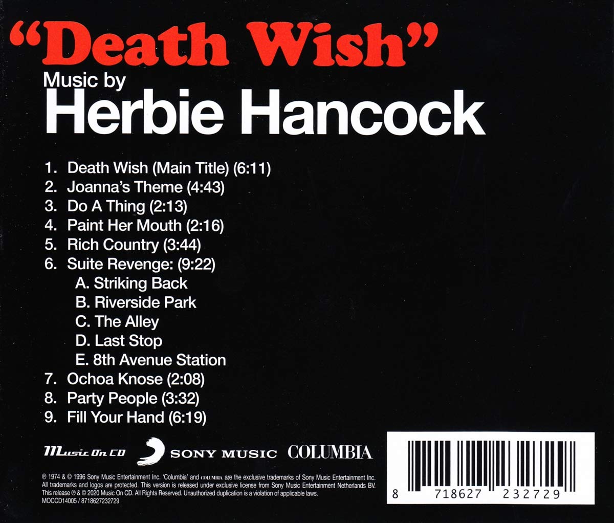 HANCOCK HERBIE - DEATH WISH(SOUNDTRACK) CD - Slika 2