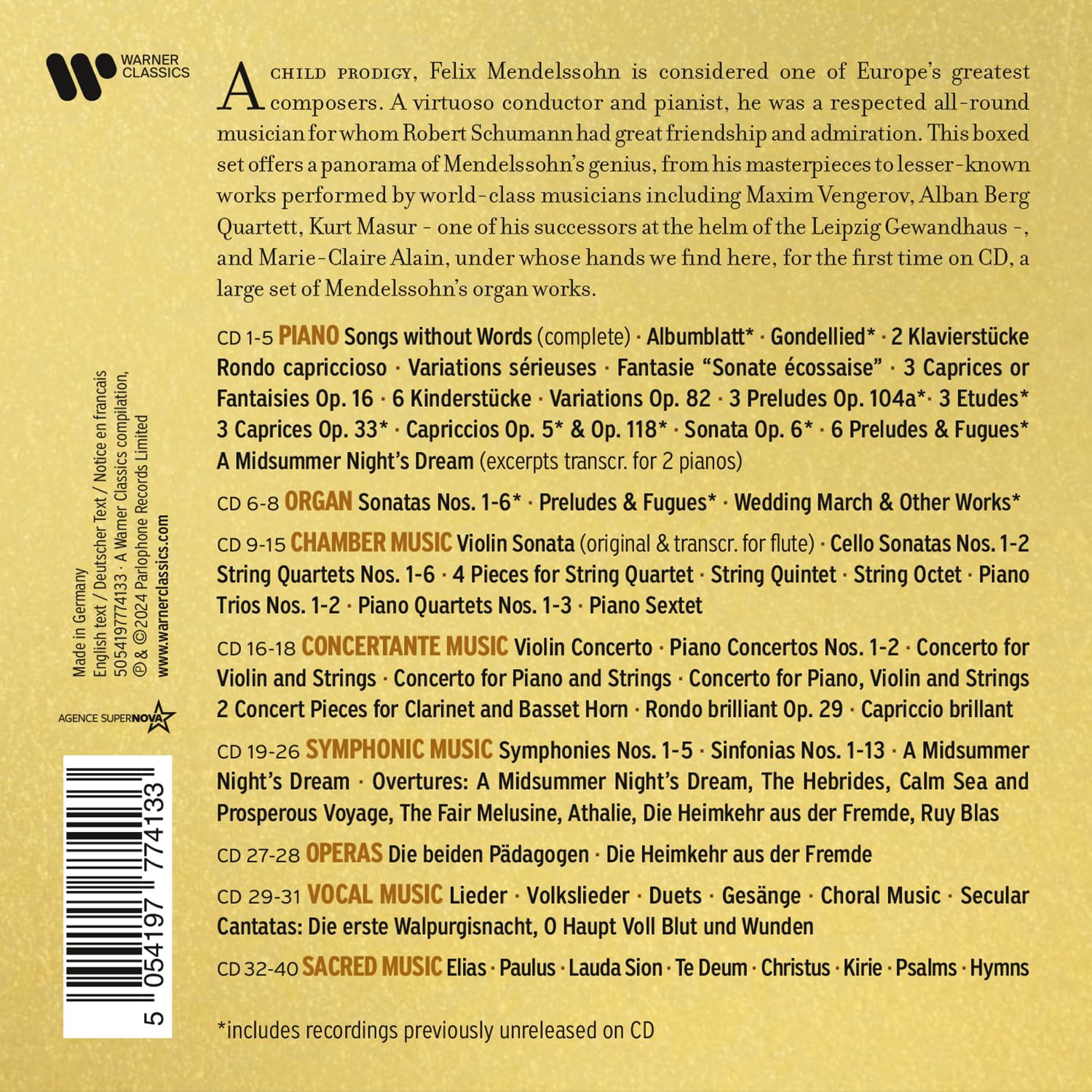 MENDELSSOHN - GREAT EDITION CD40 - Slika 2