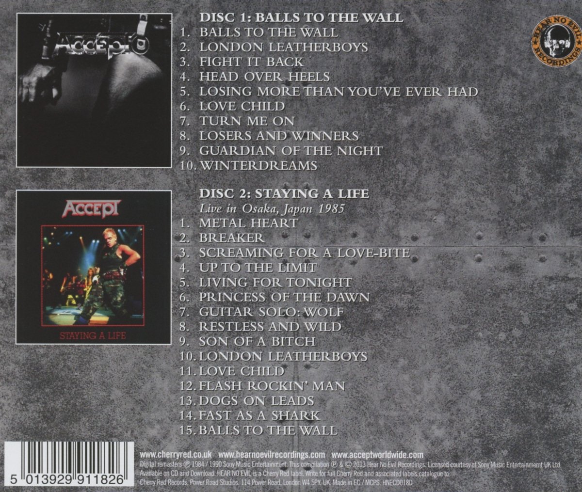 ACCEPT - BALLS TO THE WALL / STAYING A LIFE CD2 - Slika 2