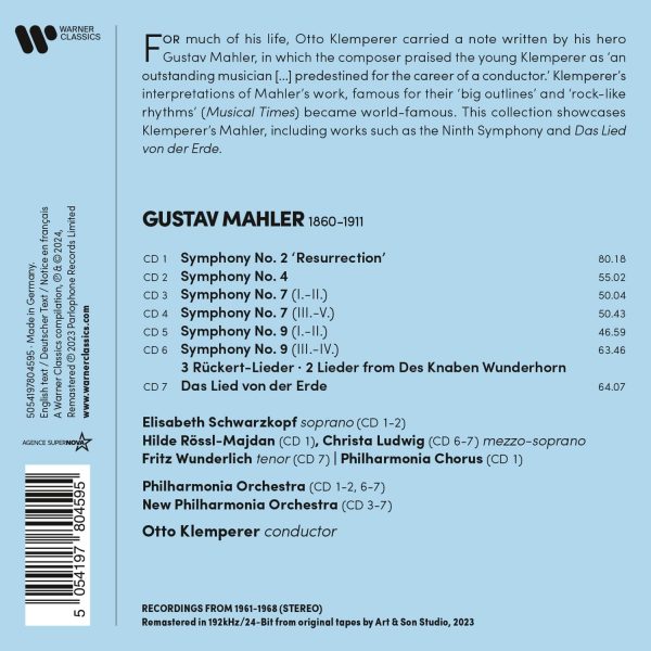 KLEMPERER OTTO – MAHLER SYMPHONIES 2, 4, 7, 9, CD7