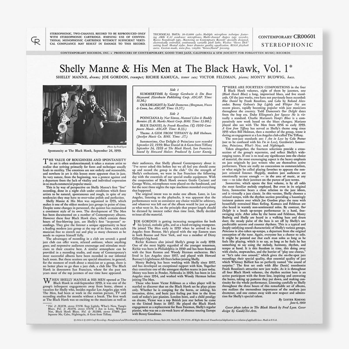 MANNE SHELLY & HIS MAN - AT THE BLACKHAWK VOL. 1 LP - Slika 2