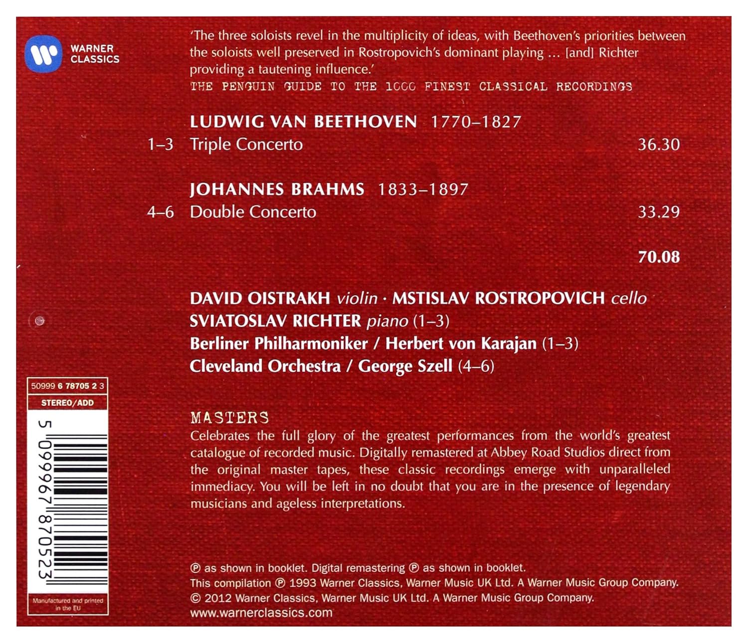 BEETHOVEN/BRAHMS - TRIPLE CONCERTO/DOUBLE CONCERTO CD - Slika 2