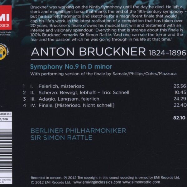 BRUCKNER/RATTLE – SYMPHONY NO.9 CD
