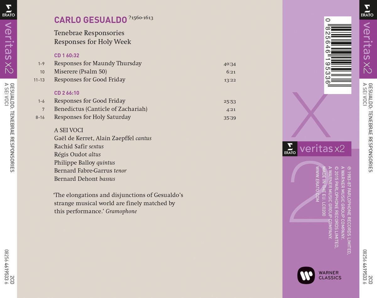GESUALDO - TENEBRAE RESPONSORIES CD - Slika 2