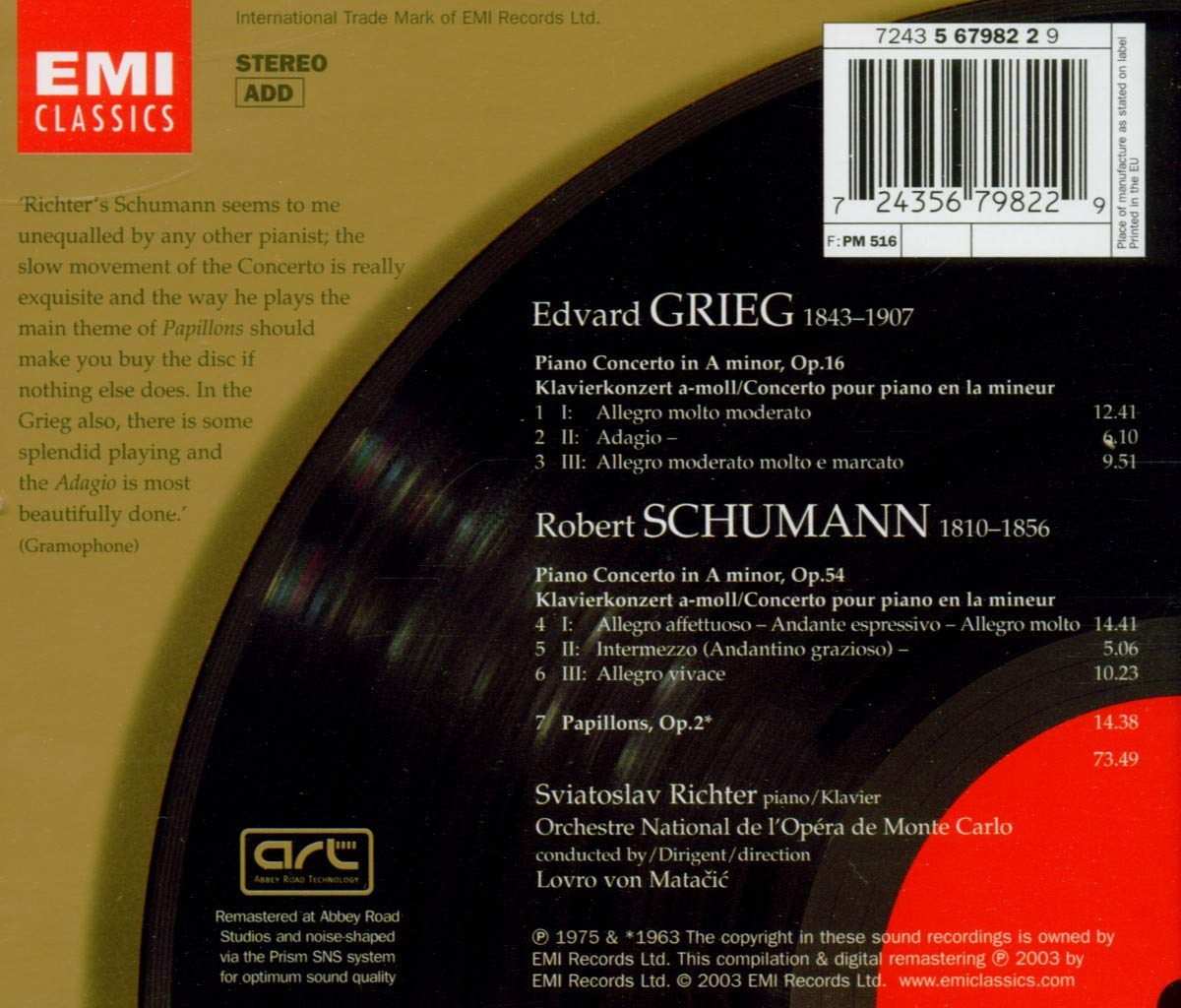GRIEG/SCHUMANN/RICHTER/MATAČIĆ - PIANO CONCERTOS CD
