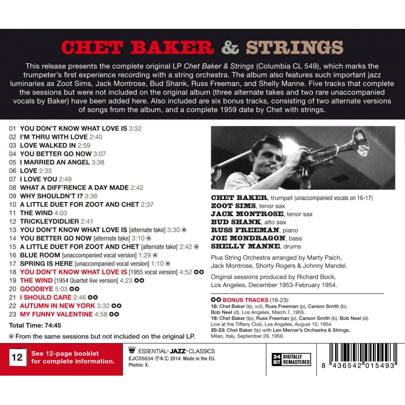 BAKER CHET - CHET BAKER & STRINGS CD - Slika 2
