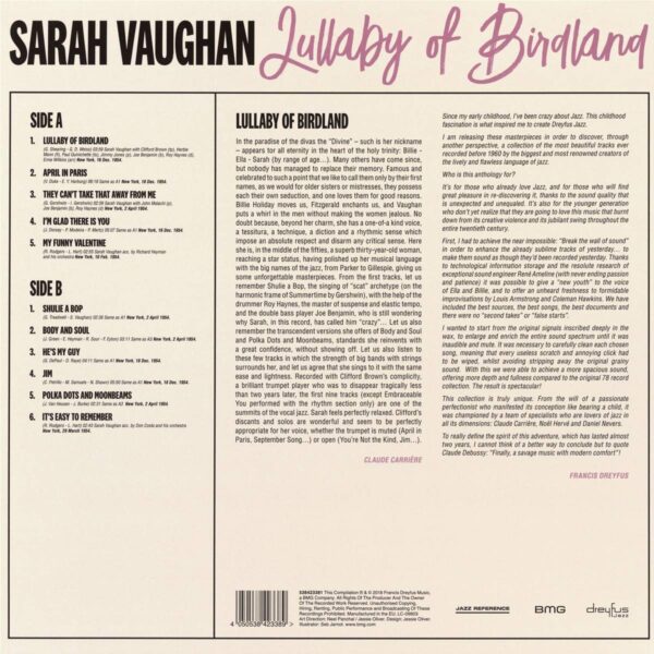 VAUGHAN SARAH – LULLABY of BIRDLAND LP